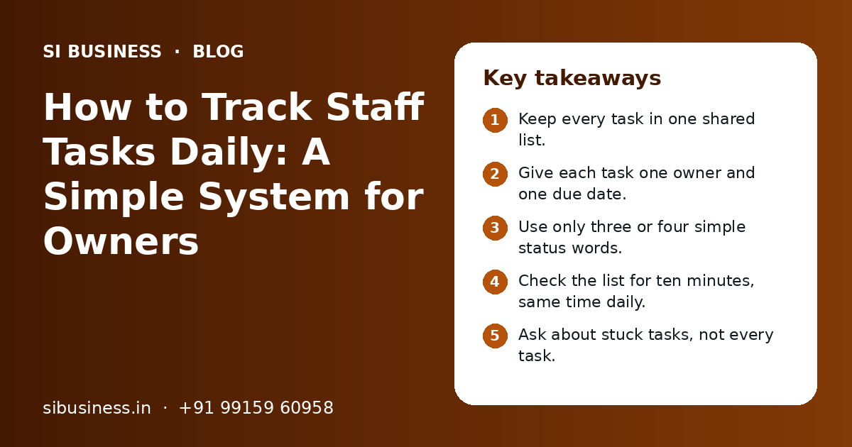 How to Track Staff Tasks Daily: A Simple System for Owners: key takeaways infographic
